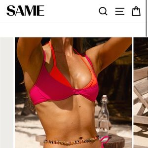 NWT SAME Los Angeles Double layer swim top Fuschia/Orange